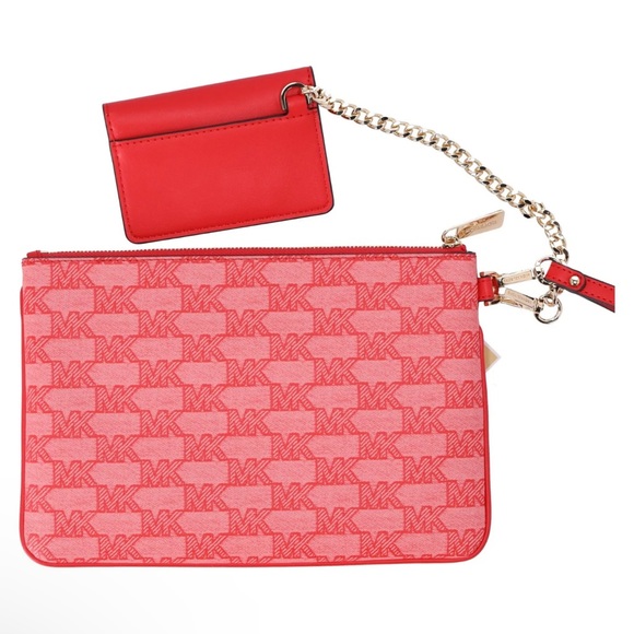 Michael Kors Jet Set Large 2 In 1 Card Case Wristlet Clutch Dark Sangria MK - Picture 3 of 5